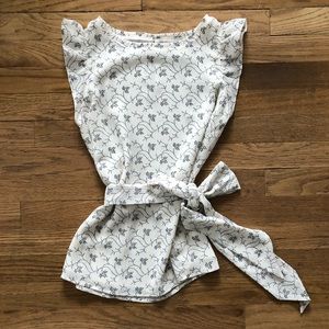 NWT LOFT Flutter Sleeve Wrap Waist Top